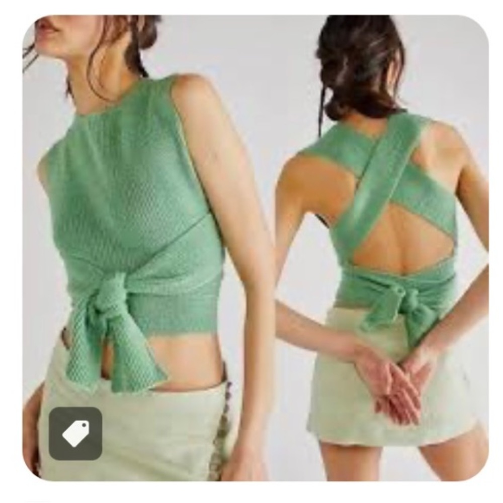 Free People Beach Orchid Convertible Sweater Tank-L-Bright Green-see pics NWOT